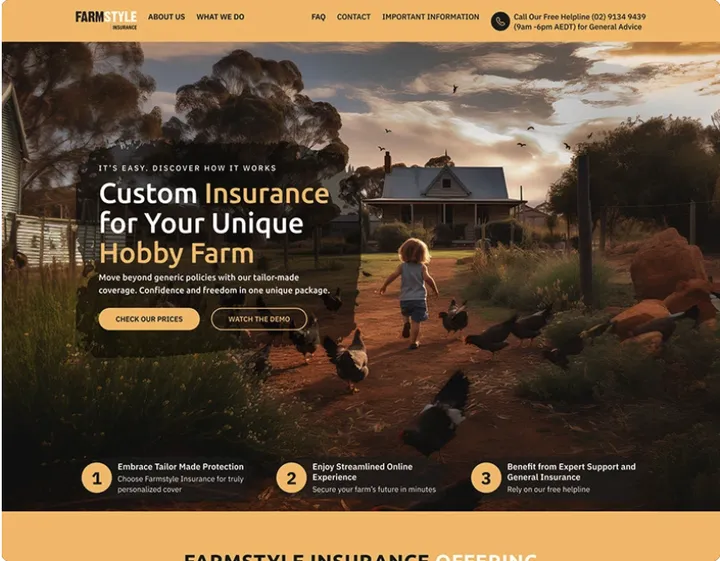 Insurance website for hobby farms