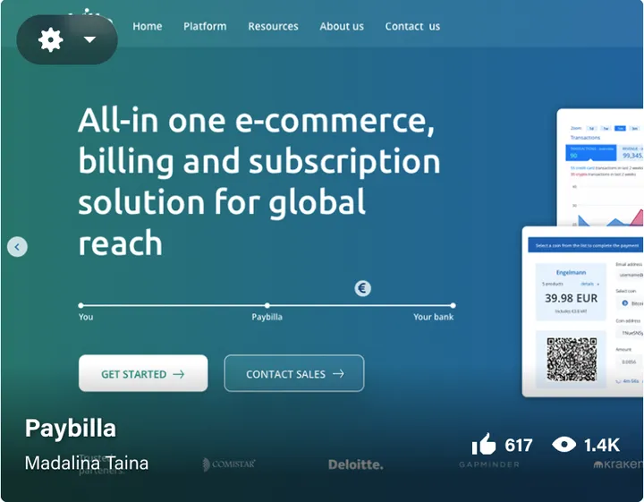 Paybilla billing and payments platform interface