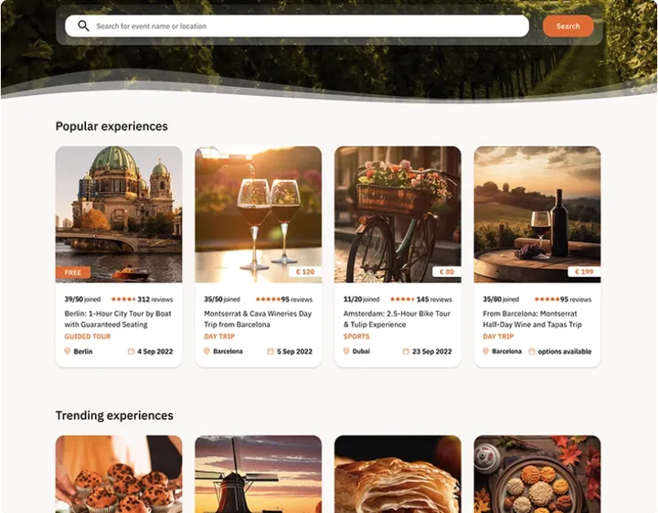 Travel experiences marketplace